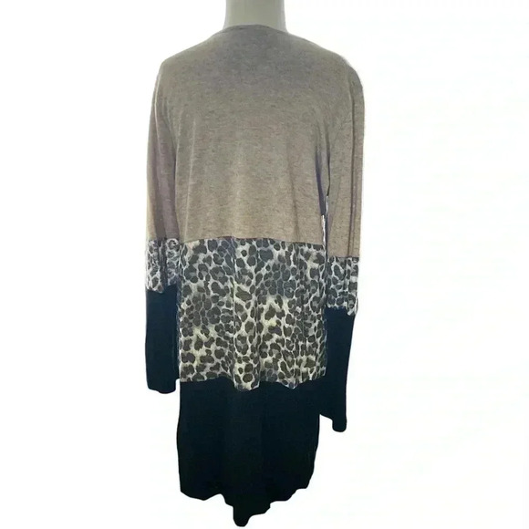 Daytrip Long open front cardigan sweater great condition color Tan Leapord Black - Picture 4 of 7